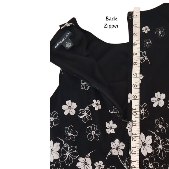 Ralph Lauren's American Living Women Fit & Flare Black/White Floral Midi Dress 6 - Picture 11 of 12